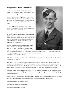 A preview of a PDF biography for Hanon, Ingval Millar
